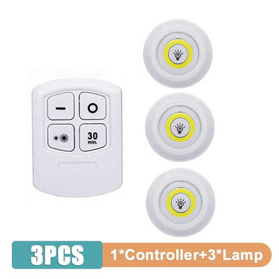 Lumină de sub dulap, 3W, Super Bright Cob, LED cu telecomandă fără fir, lampa de noapte reglabilă pentru dulap, acasă, dormitor, lumină de noapte pentru bucătărie
