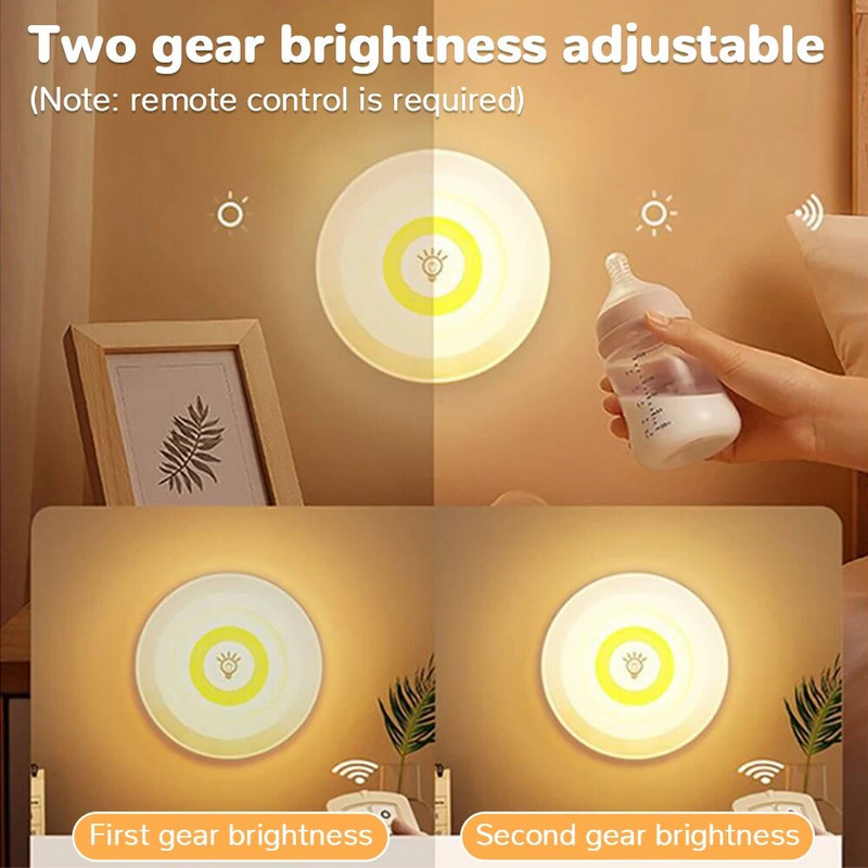 3W Super Bright Cob apšvietimas po spintele LED belaidis nuotolinio valdymo pultas pritemdomas spinta Naktinė lempa Namai Miegamasis Virtuvė Naktinis šviestuvas