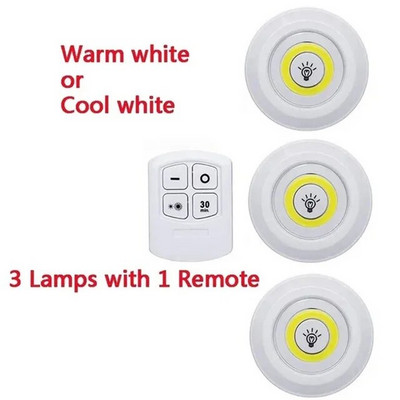 3W hämardatav LED cob kapi alune valgus LED juhtmevaba kaugjuhtimispult hämardatav riidekapp öölamp Kodu Magamistuba Köök Öövalgusti