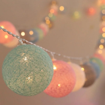 3m 20leds USB/Battery Powered Cotton Balls Fairy String Lights Street Garland Χριστουγεννιάτικα Φωτάκια Εξωτερικού σπιτιού Αίθριο Διακόσμηση γάμου