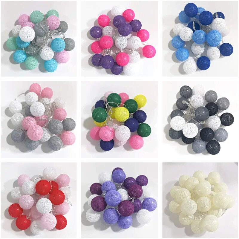 3m 20leds USB/Battery Powered Cotton Balls Fairy String Lights Street Garland Χριστουγεννιάτικα Φωτάκια Εξωτερικού σπιτιού Αίθριο Διακόσμηση γάμου