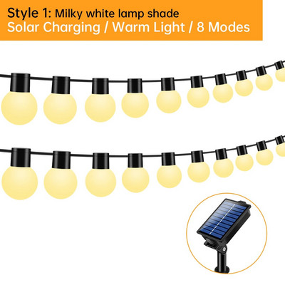 Lumini solare pentru exterior G40 Globe lumini pentru terasa, rezistente la apa, cu 20 de becuri rezistente la spargere. Lumini solare suspendate pentru petrecerea in curte
