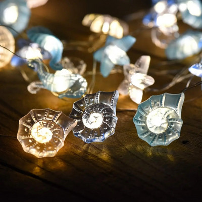 USB/Baterie Seria Ocean Seahorse Shell Fairy șir de lumină LED pentru decorarea dormitorului de nuntă, petrecere de aniversare de Crăciun
