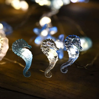 USB/Baterie Seria Ocean Seahorse Shell Fairy șir de lumină LED pentru decorarea dormitorului de nuntă, petrecere de aniversare de Crăciun