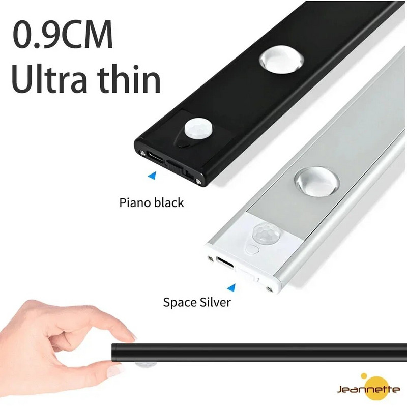 Νυχτερινό φως LED Φως αισθητήρα κίνησης κάτω από το ντουλάπι Φώτα ντουλάπα Νυχτερινή λάμπα επαγωγική λάμπα Επαναφορτιζόμενη λάμπα ντουλάπας