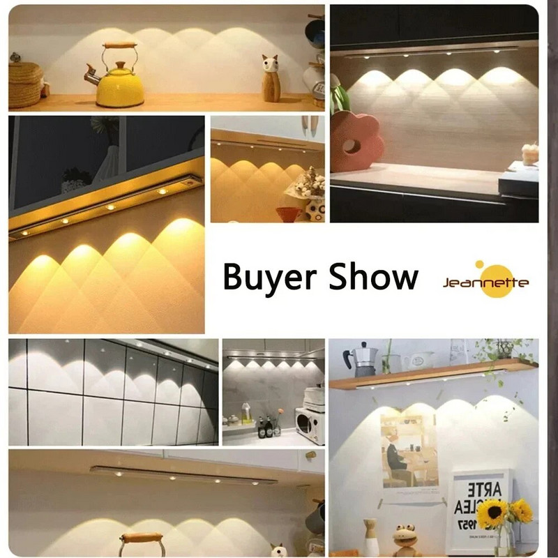 Νυχτερινό φως LED Φως αισθητήρα κίνησης κάτω από το ντουλάπι Φώτα ντουλάπα Νυχτερινή λάμπα επαγωγική λάμπα Επαναφορτιζόμενη λάμπα ντουλάπας