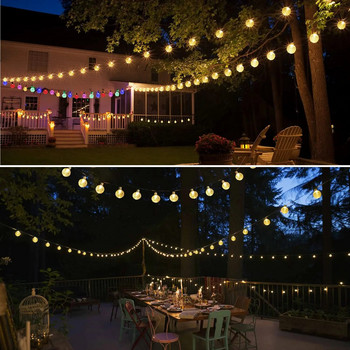 Слънчеви струнни светлини Външни 200 LED кристални глобусни светлини 8 режима, водоустойчиви осветителни тела за вътрешен двор за декорация на градински двор за коледно парти