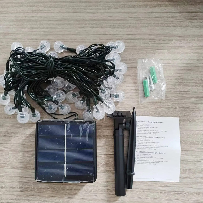 Päikesepaneelidega välisvalgustid 200 LED-kristallgloobuse valgust, 8 režiimi, veekindlad terrassivalgustid aiahoovi jõulupeo sisekujunduseks