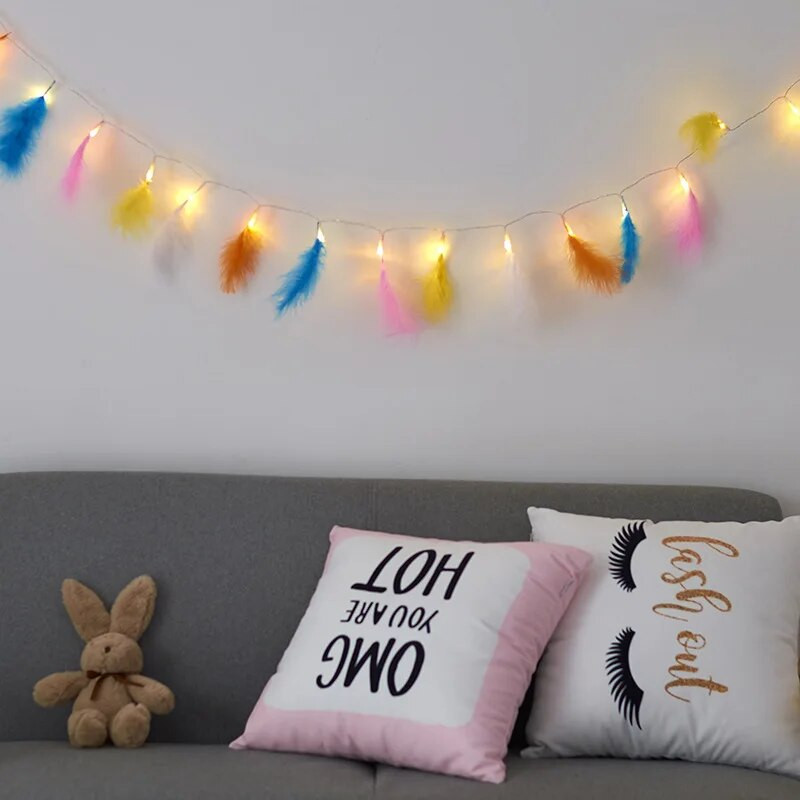 DIY 2m LED Φωτάκια κορδονιού με φτερά γιρλάντα Κουρτίνα Fairy Lamp Μπαταρία Power Χριστουγεννιάτικα DIY διακοσμητικά για παράθυρο κρεβατοκάμαρας σπιτιού