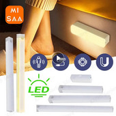 LED naktinis apšvietimas 10-50cm judesio jutiklio šviesa belaidė USB LED spintelė spinta Spinta laiptinė Naktinė lempa virtuvė miegamojo šviesa