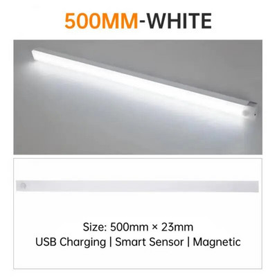 LED naktinis apšvietimas 10-50cm judesio jutiklio šviesa belaidė USB LED spintelė spinta Spinta laiptinė Naktinė lempa virtuvė miegamojo šviesa