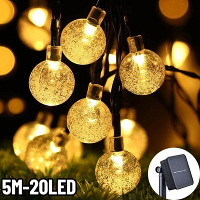 8 moduri Lumină solară Minge de cristal Grădină în aer liber Camping șir de lumini solare LED Ghirlandă luminoasă Decorații Ramadan