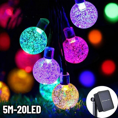 8 moduri Lumină solară Minge de cristal Grădină în aer liber Camping șir de lumini solare LED Ghirlandă luminoasă Decorații Ramadan