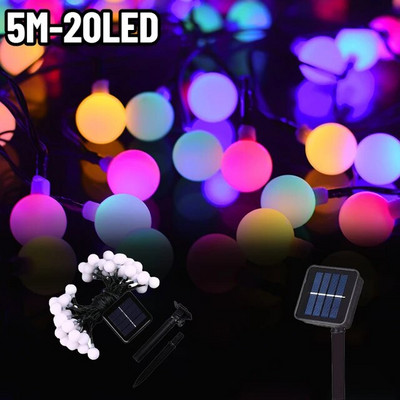 8 moduri Lumină solară Minge de cristal Grădină în aer liber Camping șir de lumini solare LED Ghirlandă luminoasă Decorații Ramadan