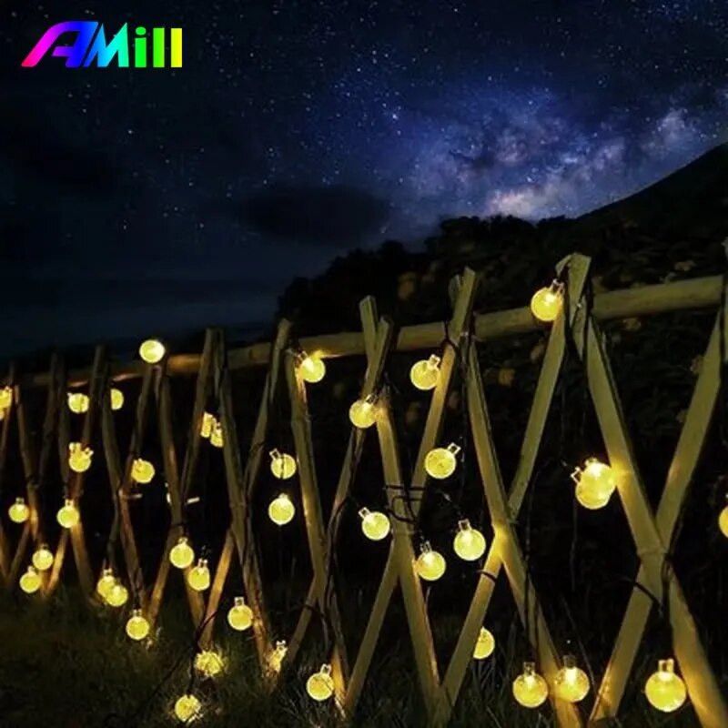 8 Λειτουργίες Ηλιακό Φως Κρυστάλλινη Μπάλα Εξωτερικού Κήπου Κάμπινγκ Ηλιακά Φώτα LED Αδιάβροχο Φωτιστικό Γιρλάντα Διακοσμήσεις Ραμαζάνι