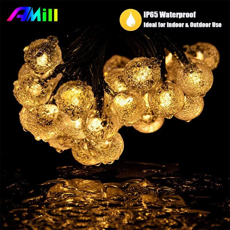 8 Λειτουργίες Ηλιακό Φως Κρυστάλλινη Μπάλα Εξωτερικού Κήπου Κάμπινγκ Ηλιακά Φώτα LED Αδιάβροχο Φωτιστικό Γιρλάντα Διακοσμήσεις Ραμαζάνι