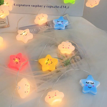 Rocket Astronaut Cloud Fairy LED Light String Festoon Garland Lamp for Kids Birthday Party Bedroom Christmas Wedding Decoration