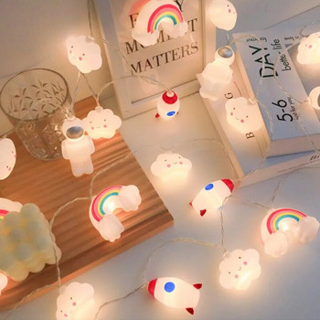 Rocket Astronaut Cloud Fairy LED Light String Festoon Garland Lamp for Kids Birthday Party Bedroom Christmas Wedding Decoration