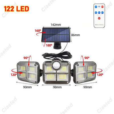 Super eredad päikeseenergia seinavalgustid IP65 veekindel siseruumides olev päikesevalgusti reguleeritava peaga, laia valgustusnurgaga, tugev võimsus