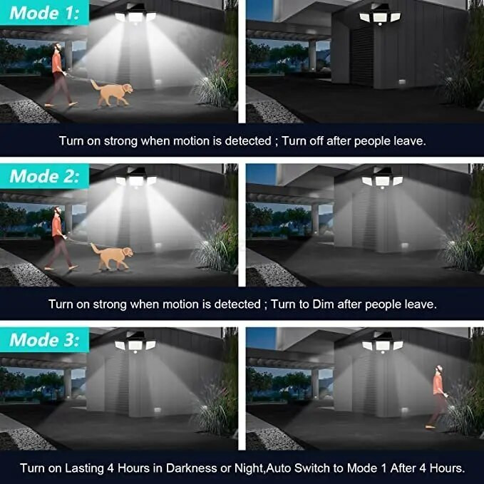 Super eredad päikeseenergia seinavalgustid IP65 veekindel siseruumides olev päikesevalgusti reguleeritava peaga, laia valgustusnurgaga, tugev võimsus