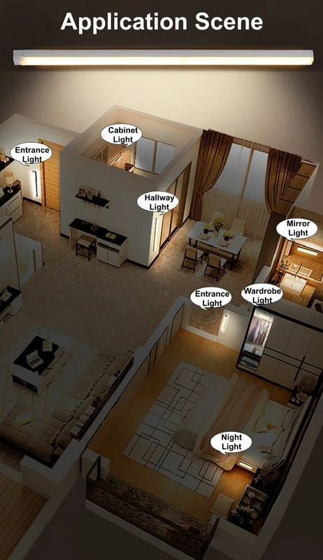 USB-laadimise LED-tuled PIR-liikumisandur LED-tuli hämardatav valgusandur, kaasaskantav köögi sisevalgustuse jaoks