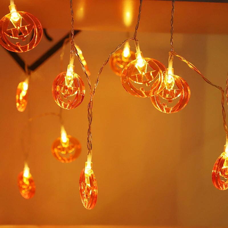 1,5m 10Led κολοκύθας αποκριών LED String Lights Σκελετοί φαντασμάτων Νυχτερίδα κρεμαστό φανάρι για πάρτι σπιτιού Χριστουγεννιάτικα στολίδια