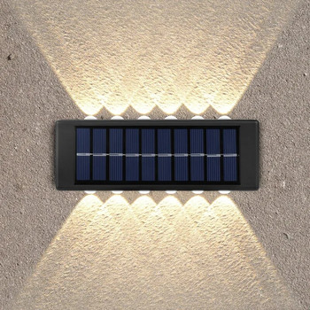 Ηλιακά φωτιστικά LED Φωτιστικό τοίχου Αδιάβροχο Εξωτερικό Φωτισμός UP and Down Φωτιστικά ηλιακής ενέργειας Διακόσμηση περίφραξης κήπου αυλής