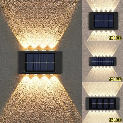 Lumini solare LED Lampă de perete Impermeabil Iluminat în sus și în jos Lămpi cu energie solară Gard de grădină Decorare curte Lumina soarelui