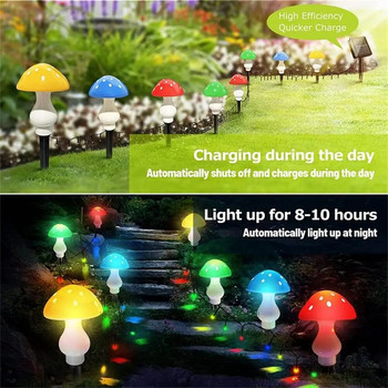 8 Συσκευασία 50 LED Εξωτερικά Ηλιακά Φώτα Μανιταριού με Ηλιακό Πάνελ IP65 Αδιάβροχα Φωτάκια Κήπου για Διακόσμηση Βεράντας Διαδρομής Κήπου