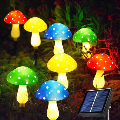 Pachet de 8 50 LED lumini solare ciuperci în aer liber cu panou solar IP65 lumini de grădină impermeabile pentru curte, grădină, cărare, verandă Decor