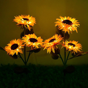 Соларна лампа с 3 глави Глухарче Роза Карамфил Цвете Топка Светлина Симулация на градина Хортензия Цвете на открито Наземна тревна лампа Пейзаж