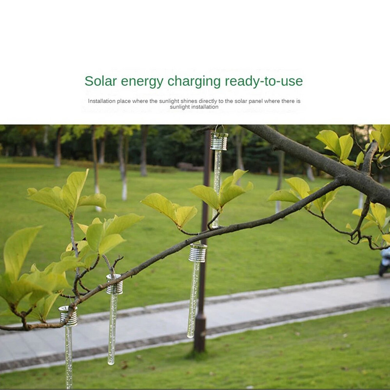 LED päikeseenergia rippvalgustid päikeseenergia värviline valgus väliaed akrüülpulk päikesevalgusti lühter jõulupeo puu kaunistus