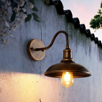 Винтидж водоустойчива стенна лампа Външна лампа за балкон Врата Вътрешен двор Коридор Градина Индустриална E27 Аплици Осветително тяло