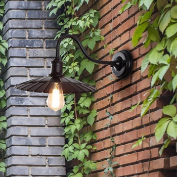 Винтидж водоустойчива стенна лампа Външна лампа за балкон Врата Вътрешен двор Коридор Градина Индустриална E27 Аплици Осветително тяло