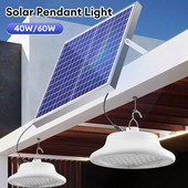 Lampă solară de tavan cu LED-uri de 40 W 60 W cu cablu, rezistentă la apă, cu energie solară, telecomandă, suspendată reglabilă pentru coridorul de balcon