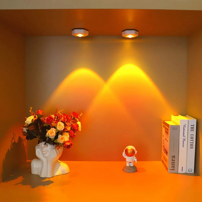 Lampă LED pentru apus de soare Dulap interioară fără fir sub dulap Lumină pentru dulap Lampă alimentată cu baterii pentru decorarea dormitorului Cadou de Crăciun
