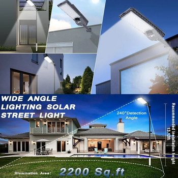 Αναβαθμισμένος Super Bright Solar Light Garden Outdoor Solar Lamp Αισθητήρας κίνησης High Power Spotlights Street Φωτισμός εξωτερικού χώρου