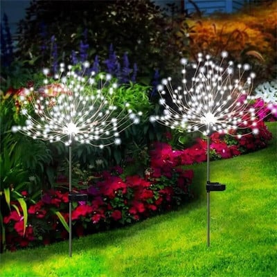 150 LED-es napelemes tűzijáték lámpák vízálló kültéri pitypang villanó tündérfények kerti táj pázsit dekorációhoz
