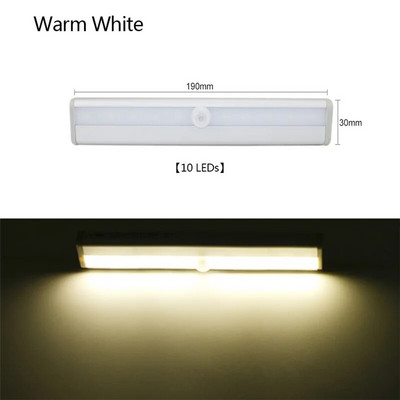 LED νυχτερινό φως Αισθητήρας κίνησης Ασύρματο νυχτερινό φωτιστικό Λευκό / Ζεστό Λευκό 6/10 LED για Φωτιστικό ντουλάπας κουζίνας Οπίσθιος φωτισμός σκάλας