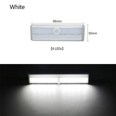 LED νυχτερινό φως Αισθητήρας κίνησης Ασύρματο νυχτερινό φωτιστικό Λευκό / Ζεστό Λευκό 6/10 LED για Φωτιστικό ντουλάπας κουζίνας Οπίσθιος φωτισμός σκάλας