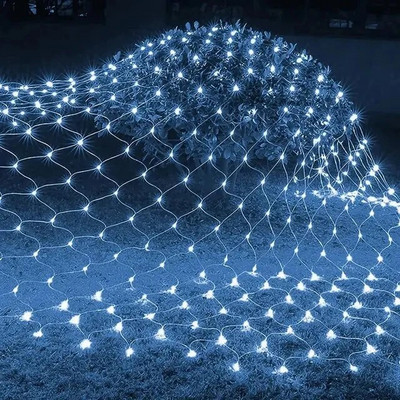 Solar or EU Plug Net Light Φωτάκια Fairy Lights Αδιάβροχη γιρλάντα με 8 Λειτουργίες Χρονοδιακόπτη Χριστουγεννιάτικα Διακοσμητικά για Σπίτι 3M*2M Holiday