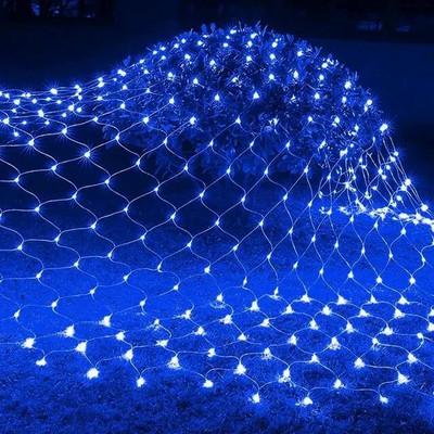 Solar or EU Plug Net Light Φωτάκια Fairy Lights Αδιάβροχη γιρλάντα με 8 Λειτουργίες Χρονοδιακόπτη Χριστουγεννιάτικα Διακοσμητικά για Σπίτι 3M*2M Holiday