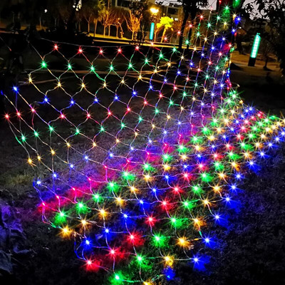 Solar or EU Plug Net Light Φωτάκια Fairy Lights Αδιάβροχη γιρλάντα με 8 Λειτουργίες Χρονοδιακόπτη Χριστουγεννιάτικα Διακοσμητικά για Σπίτι 3M*2M Holiday