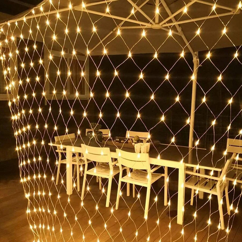 Solar or EU Plug Net Light Φωτάκια Fairy Lights Αδιάβροχη γιρλάντα με 8 Λειτουργίες Χρονοδιακόπτη Χριστουγεννιάτικα Διακοσμητικά για Σπίτι 3M*2M Holiday