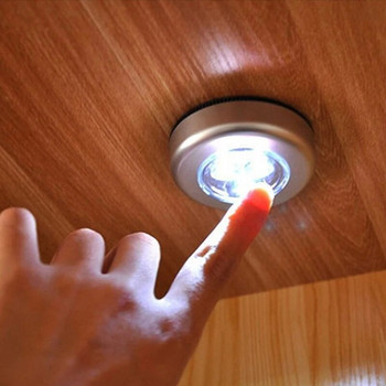 1/2/3 τεμ. 3 LED Έλεγχος αφής Νυχτερινό φως στρογγυλό φωτιστικό κάτω από ντουλάπα Push Stick On Lamp Σπίτι Κουζίνα Υπνοδωμάτιο Χρήση αυτοκινήτου