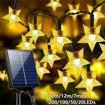 Solar Lights LED Solar Star String Light 20/30/50/100/200LEDS Solar Star String Fairy Light Διακόσμηση Χριστουγεννιάτικου πάρτι εξωτερικού κήπου