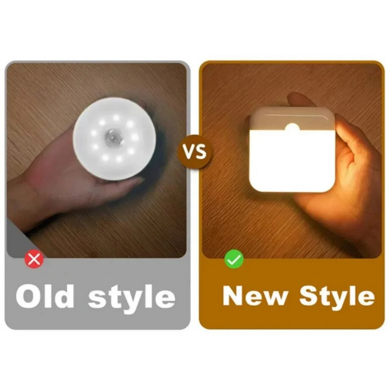 Νυχτερινό φωτιστικό LED Αισθητήρας κίνησης Νυχτερινό φως Υπνοδωμάτιο Κουζίνα Σκάλα Διάδρομος Ντουλάπα Φωτισμός ντουλάπι Φωτισμός PIR Επαγωγής Λαμπτήρας Φόρτισης