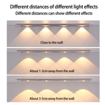 3 в 1 Подсветка за шкаф Безжична лампа със сензор за движение Нощни светлини за кухня Спалня Гардероб Бюро 20/30/40CM