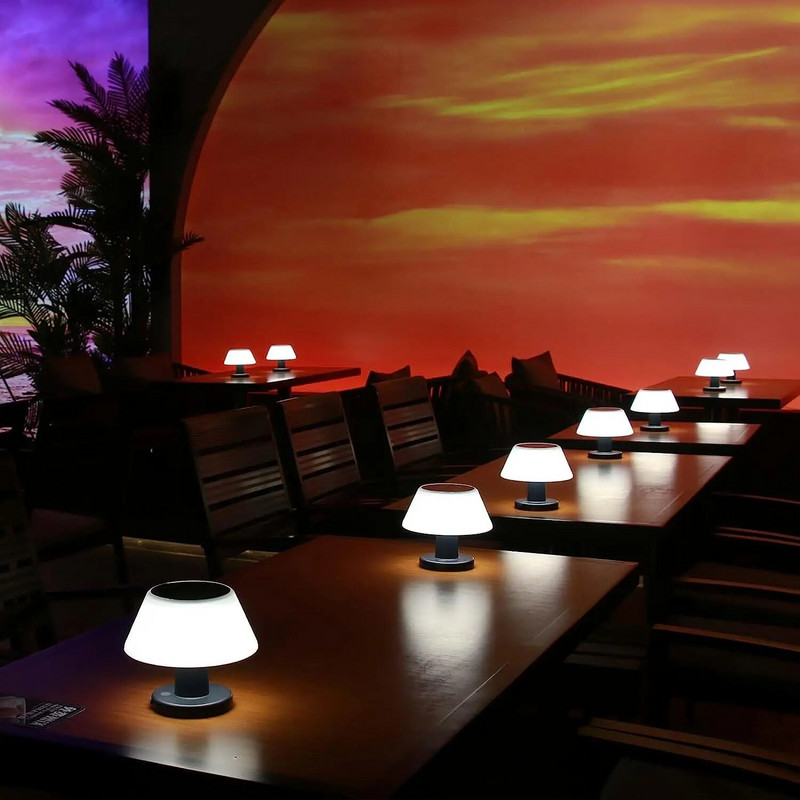 LED saulės stalinė lempa lauke, vandeniui atspari pritemdoma lauko terasos stalinė lempa Įkraunama belaidė saulės energijos stalinė lempa miegamajam