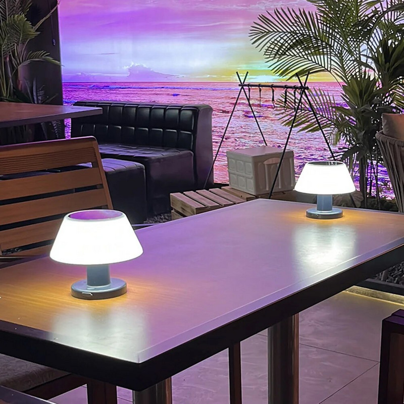 LED saulės stalinė lempa lauke, vandeniui atspari pritemdoma lauko terasos stalinė lempa Įkraunama belaidė saulės energijos stalinė lempa miegamajam